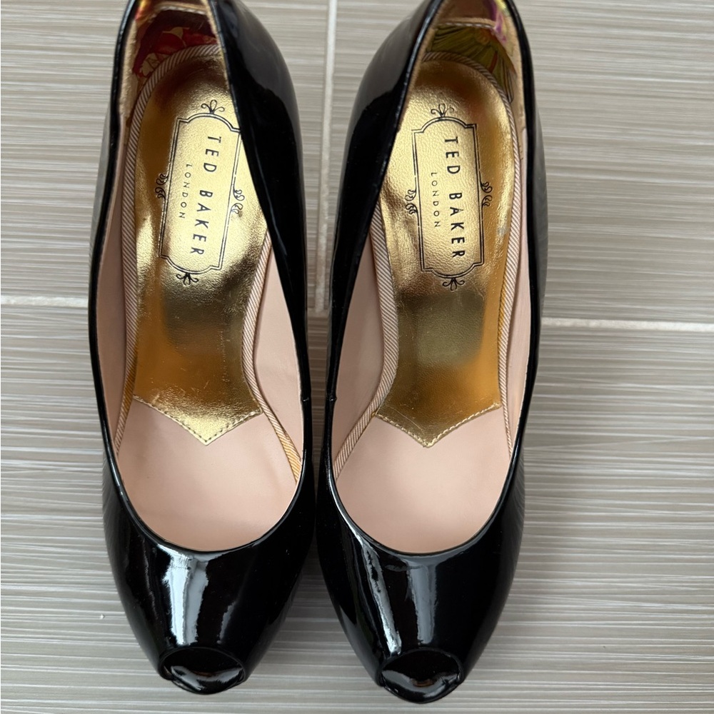Ted Baker Black Peep Toe Heels